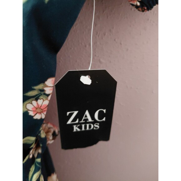 Zac Kids Girls Midnight Blue Floral Short Sleeve Smocked Dress Size 18(XXL) NWT - Picture 8 of 14
